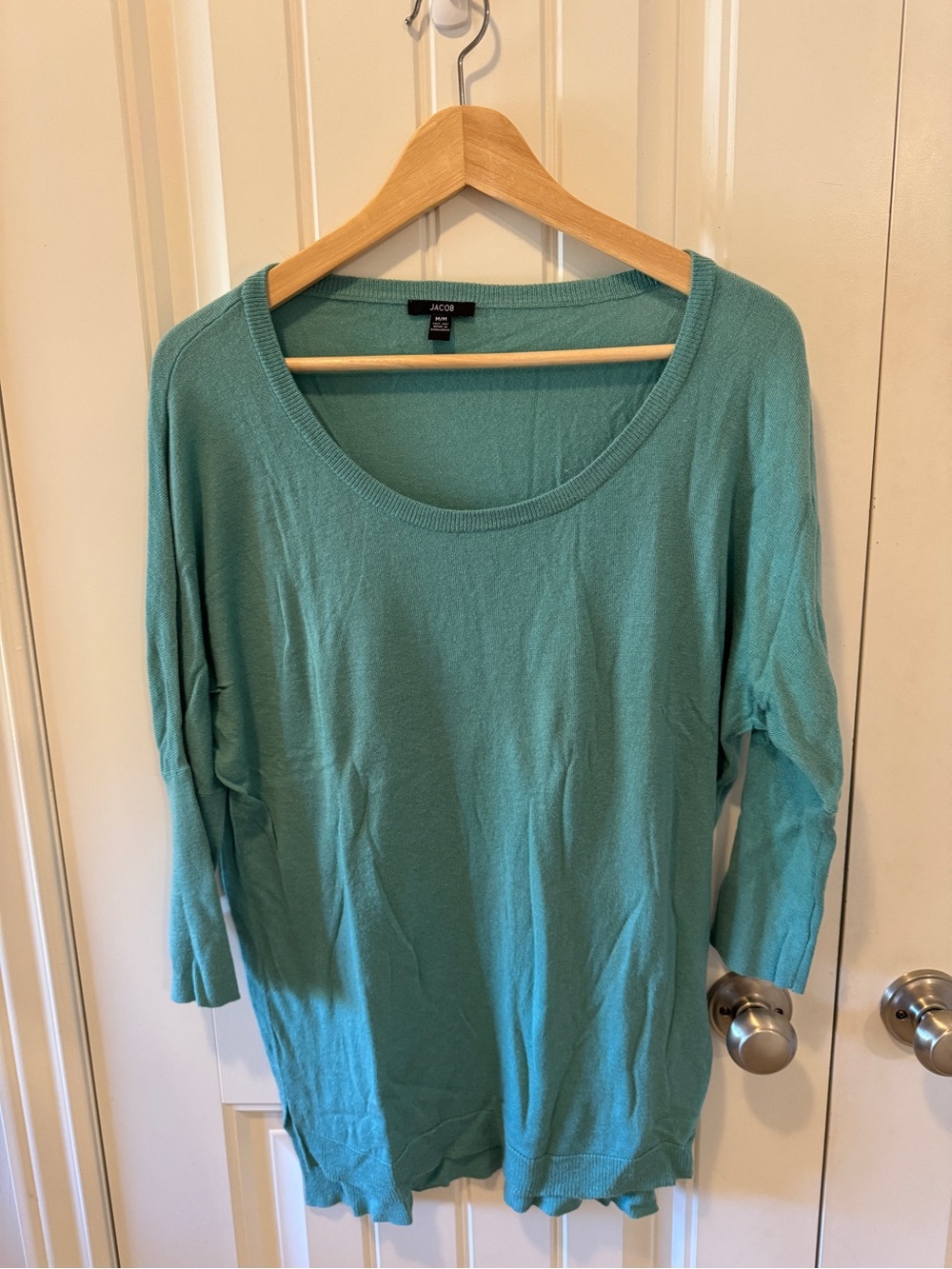 Jacob Scoop Neck Lightweight Sweater in Teal Green